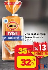 UNO TOST EKMEĞİ ŞEKER İLAVESİZ 350 G
